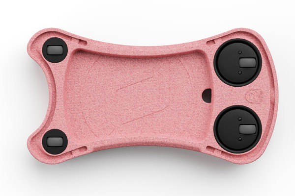 Met twee vaste wielen en twee zwenkwielen