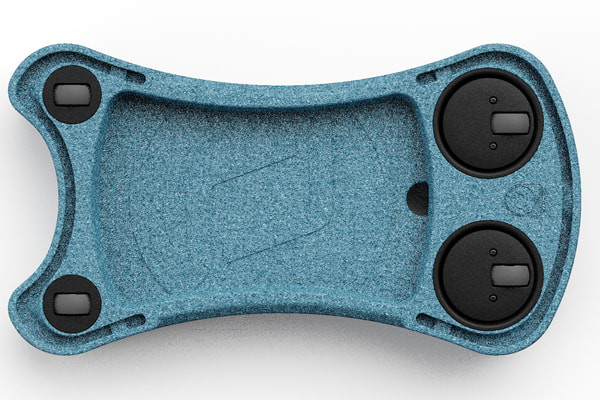 Met twee vaste wielen en twee zwenkwielen