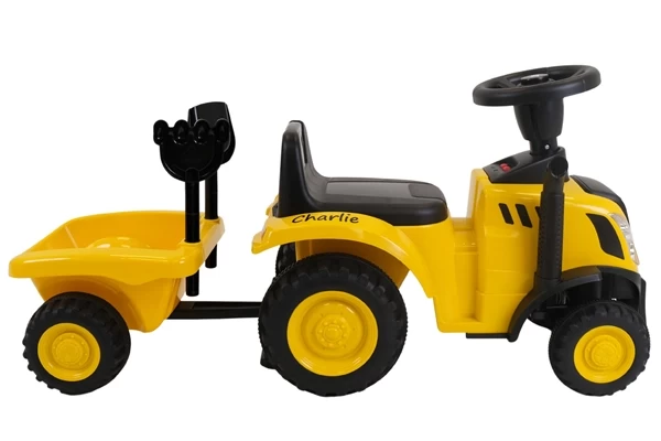 Voor de CAT tractor met aanhanger