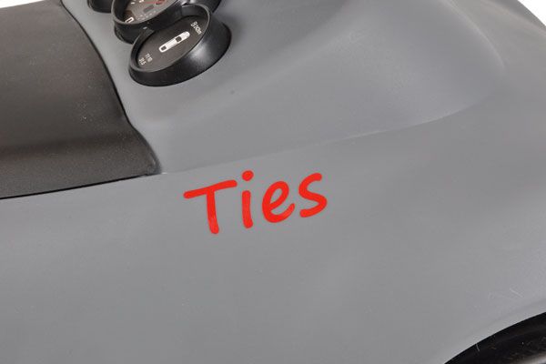 Maak je auto nog leuker met deze rode naamsticker.